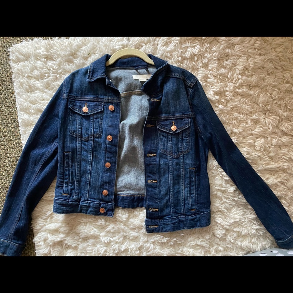 H&M dark blue jean jacket tight fit size S